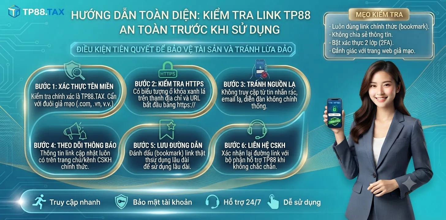 Link Vào TP88 Mới Nhất – Cách Kiểm Tra Đường Dẫn An Toàn 2 Cách kiểm tra link vào TP88 trước khi sử dụng