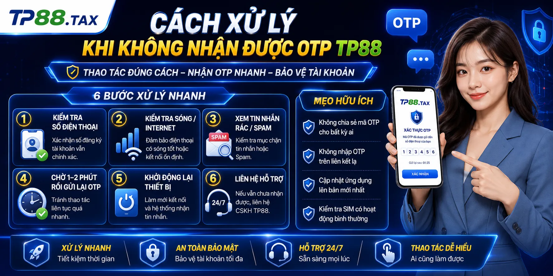 Cách xử lý khi không nhận được OTP TP88