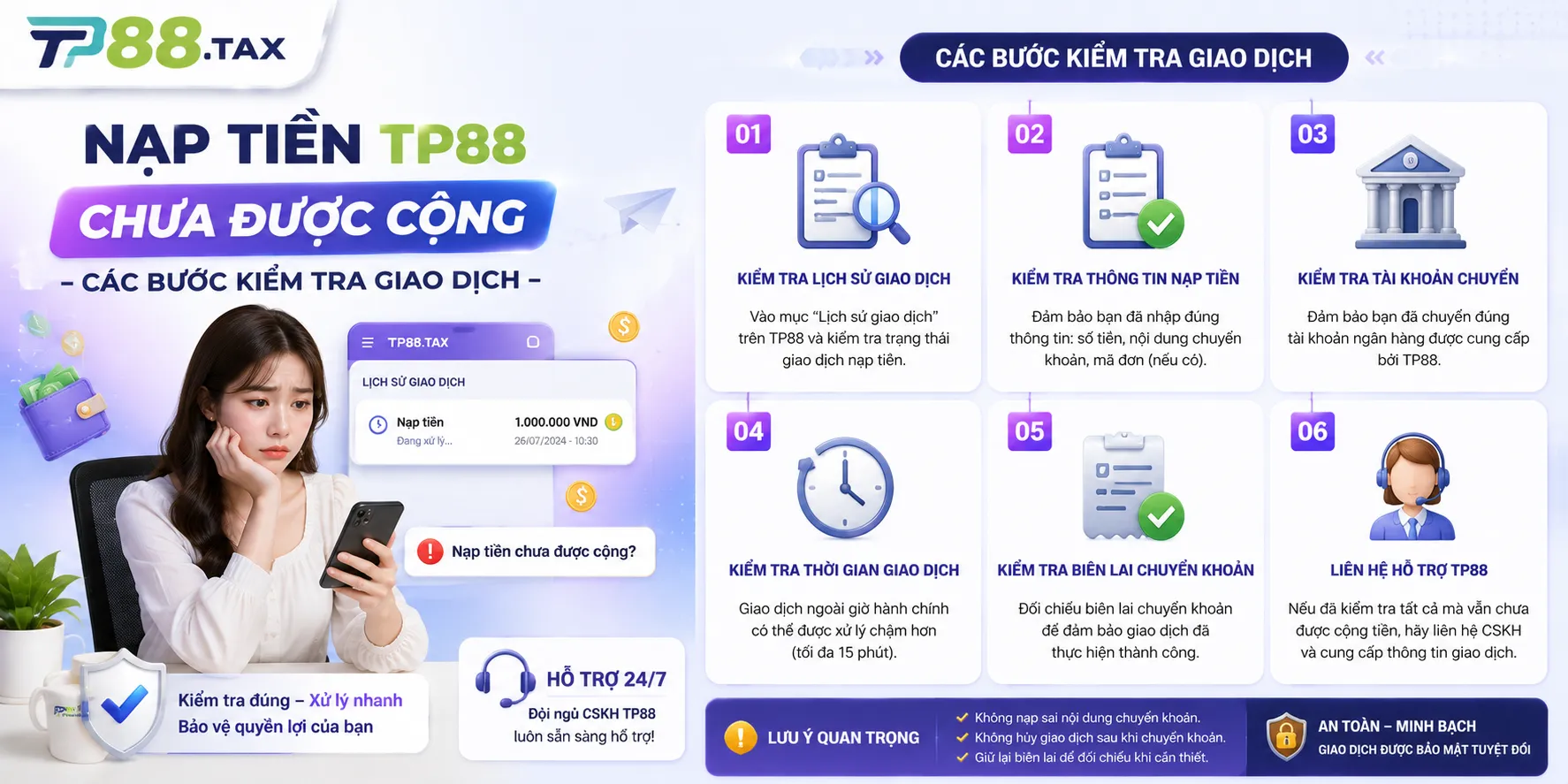 Nạp Tiền TP88 Chưa Được Cộng – Các Bước Kiểm Tra Giao Dịch